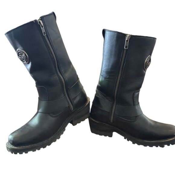 Milwaukee Leather Women's Black Genuine Leather Riding Boots Size 6 . - Picture 11 of 15